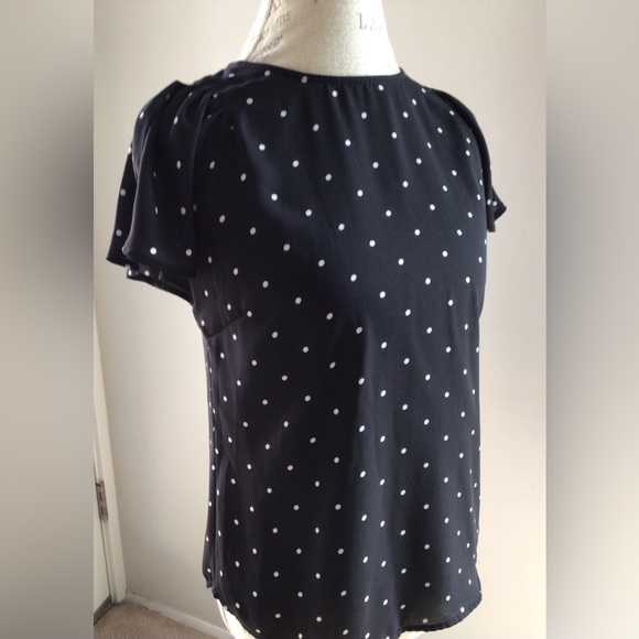 CeCe Black & White Polka dot Blouse size XS x-small - Picture 2 of 7